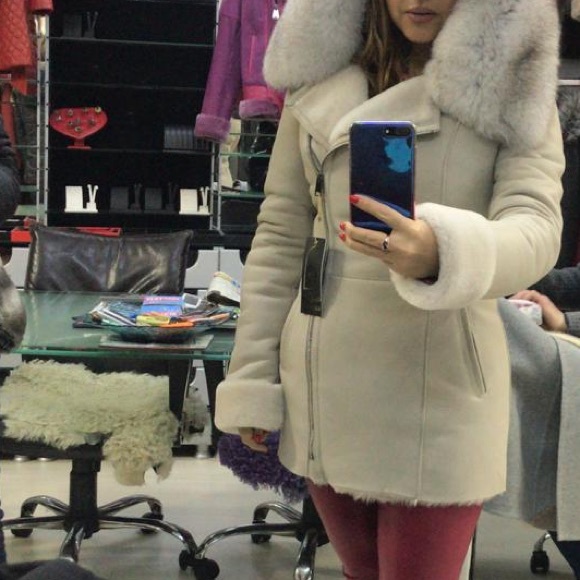 Lambskin Shearling Coat, real rabbit fur - Picture 8 of 13